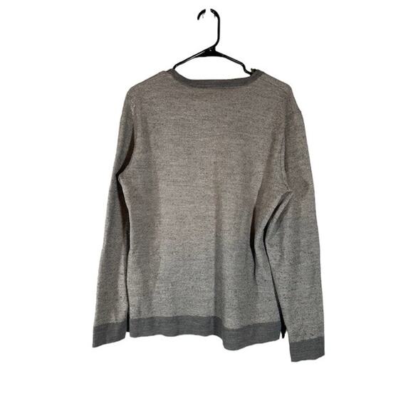 Calvin Klein Gray Long Sleeve V-Neck Merino Wool Blend Sweater Women Sz L - Picture 2 of 7